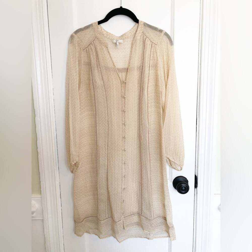 Joie Bohemian Tunic Top Beige Silk